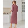 image:imageEkouaer Zipper Robes for Women 34 Sleeve Bathrobe Lightweight House Coats for Women with Pockets Long Moo Moo NightgownWine Red