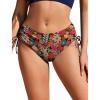 image:imageEkouaer Bikini Bottoms for Women Mid Waist Swim Bottom Full Coverage Swim Bathing Suit Bottom Adjustable Side Tie Swim ShortsPink Flower Leaves