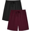 image:imageEkouaer Mens Pajama Shorts Bamboo Rayon Pj Bottoms Soft Sleep Shorts Soft Drawstring Loungewear With Pockets 2 Pack S3XLBlack and Red2 Pcs