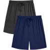 image:imageEkouaer Mens Pajama Shorts Bamboo Rayon Pj Bottoms Soft Sleep Shorts Soft Drawstring Loungewear With Pockets 2 Pack S3XLBlue and Navy Blue2 Pcs
