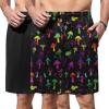 Colorful Mushrooms and Solid Black