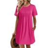 image:imageEkouaer Swimsuit Coverup for Women 2026 Short Sleeve Bathing Suit Cover Ups Beach Summer TShirt Dresses with PocketsRose Red