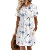 image:imageEkouaer Swimsuit Coverup for Women 2026 Short Sleeve Bathing Suit Cover Ups Beach Summer TShirt Dresses with PocketsWhite Floral