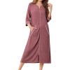 image:imageEkouaer Zipper Robes for Women 34 Sleeve Bathrobe Lightweight House Coats for Women with Pockets Long Moo Moo NightgownWine Red