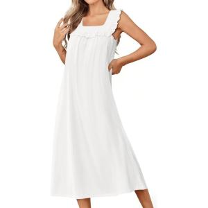 image:imageEkouaer Cotton Nightgowns for Women Long Sleeveless Night Gown Victorian Sleep dress Soft Night Dress Ladies SleepwearWhite