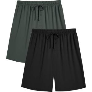 image:imageEkouaer Mens Pajama Shorts Bamboo Rayon Pj Bottoms Soft Sleep Shorts Soft Drawstring Loungewear With Pockets 2 Pack S3XLBlack and Blue2 Pcs