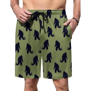 image:imageEkouaer Mens Pajama Shorts Soft Sleepwear Bottoms Elastic Waistband Loungewear Breathable Men Shorts with PocketsArmy Green Bigfoot