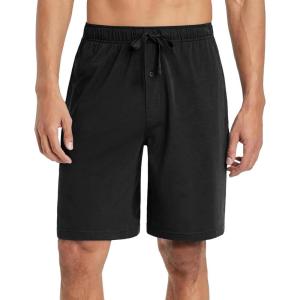 image:imageEkouaer Mens Pajama Shorts Soft Sleepwear Bottoms Elastic Waistband Loungewear Breathable Men Shorts with PocketsBlack