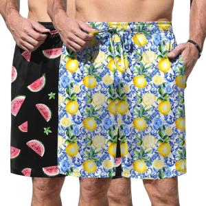 image:imageEkouaer Mens Pajama Shorts Soft Sleepwear Bottoms Elastic Waistband Loungewear Breathable Men Shorts with PocketsFruit Watermelon and Lemon