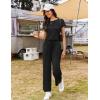 image:imageEkouaer Jumpsuits for Women 2026 Summer Casual Round Neck Pleated Front Womens Rompers With Pockets Vacation OutfitsBlack