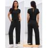 image:imageEkouaer Jumpsuits for Women 2026 Summer Casual Round Neck Pleated Front Womens Rompers With Pockets Vacation OutfitsBlack