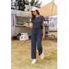 image:imageEkouaer Jumpsuits for Women 2026 Summer Casual Round Neck Pleated Front Womens Rompers With Pockets Vacation OutfitsDark Blue