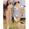 image:imageEkouaer Jumpsuits for Women 2026 Summer Casual Round Neck Pleated Front Womens Rompers With Pockets Vacation OutfitsKhaki