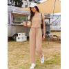 image:imageEkouaer Jumpsuits for Women 2026 Summer Casual Round Neck Pleated Front Womens Rompers With Pockets Vacation OutfitsKhaki