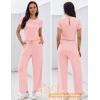image:imageEkouaer Jumpsuits for Women 2026 Summer Casual Round Neck Pleated Front Womens Rompers With Pockets Vacation OutfitsLight Pink