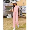 image:imageEkouaer Jumpsuits for Women 2026 Summer Casual Round Neck Pleated Front Womens Rompers With Pockets Vacation OutfitsLight Pink