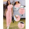 image:imageEkouaer Jumpsuits for Women 2026 Summer Casual Round Neck Pleated Front Womens Rompers With Pockets Vacation OutfitsLight Pink