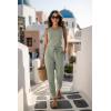 image:imageEkouaer Jumpsuits for Women Casual Summer Sleeveless 2026 Ribbed One Piece Romper Dressy Vacation Clothes Travel OutfitsIce Green