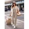 image:imageEkouaer Jumpsuits for Women Casual Summer Sleeveless 2026 Ribbed One Piece Romper Dressy Vacation Clothes Travel OutfitsKhaki