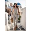 image:imageEkouaer Jumpsuits for Women Casual Summer Sleeveless 2026 Ribbed One Piece Romper Dressy Vacation Clothes Travel OutfitsLight Khaki