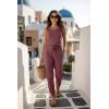 image:imageEkouaer Jumpsuits for Women Casual Summer Sleeveless 2026 Ribbed One Piece Romper Dressy Vacation Clothes Travel OutfitsRed