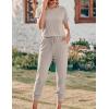 image:imageEkouaer Jumpsuits for Women Dressy Summer Romper Ribbed Knit Casual Travel Outfits 2026 Vacation Beach ClothesBeige