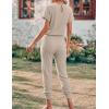 image:imageEkouaer Jumpsuits for Women Dressy Summer Romper Ribbed Knit Casual Travel Outfits 2026 Vacation Beach ClothesBeige