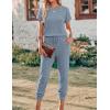 image:imageEkouaer Jumpsuits for Women Dressy Summer Romper Ribbed Knit Casual Travel Outfits 2026 Vacation Beach ClothesBlue