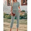 image:imageEkouaer Jumpsuits for Women Dressy Summer Romper Ribbed Knit Casual Travel Outfits 2026 Vacation Beach ClothesCeladon Green