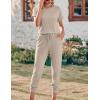 image:imageEkouaer Jumpsuits for Women Dressy Summer Romper Ribbed Knit Casual Travel Outfits 2026 Vacation Beach ClothesCoffee