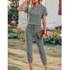 image:imageEkouaer Jumpsuits for Women Dressy Summer Romper Ribbed Knit Casual Travel Outfits 2026 Vacation Beach ClothesDark Olive