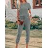 image:imageEkouaer Jumpsuits for Women Dressy Summer Romper Ribbed Knit Casual Travel Outfits 2026 Vacation Beach ClothesDark Olive