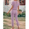 image:imageEkouaer Jumpsuits for Women Dressy Summer Romper Ribbed Knit Casual Travel Outfits 2026 Vacation Beach ClothesDark Purple