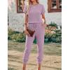 image:imageEkouaer Jumpsuits for Women Dressy Summer Romper Ribbed Knit Casual Travel Outfits 2026 Vacation Beach ClothesDark Purple