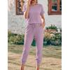 image:imageEkouaer Jumpsuits for Women Dressy Summer Romper Ribbed Knit Casual Travel Outfits 2026 Vacation Beach ClothesDark Purple