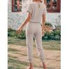 image:imageEkouaer Jumpsuits for Women Dressy Summer Romper Ribbed Knit Casual Travel Outfits 2026 Vacation Beach ClothesKhaki