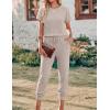 image:imageEkouaer Jumpsuits for Women Dressy Summer Romper Ribbed Knit Casual Travel Outfits 2026 Vacation Beach ClothesKhaki