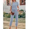image:imageEkouaer Jumpsuits for Women Dressy Summer Romper Ribbed Knit Casual Travel Outfits 2026 Vacation Beach ClothesLight Blue