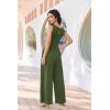 image:imageEkouaer Jumpsuits for Women One Piece Jumpsuit Wide Leg Sleeveless Crewneck Casual Womens Romper Jumpers With Pockets 2026Army Green