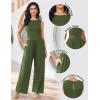 image:imageEkouaer Jumpsuits for Women One Piece Jumpsuit Wide Leg Sleeveless Crewneck Casual Womens Romper Jumpers With Pockets 2026Army Green