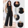image:imageEkouaer Jumpsuits for Women One Piece Jumpsuit Wide Leg Sleeveless Crewneck Casual Womens Romper Jumpers With Pockets 2026Black
