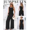 image:imageEkouaer Jumpsuits for Women One Piece Jumpsuit Wide Leg Sleeveless Crewneck Casual Womens Romper Jumpers With Pockets 2026Black