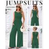 image:imageEkouaer Jumpsuits for Women One Piece Jumpsuit Wide Leg Sleeveless Crewneck Casual Womens Romper Jumpers With Pockets 2026Green