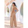 image:imageEkouaer Jumpsuits for Women One Piece Jumpsuit Wide Leg Sleeveless Crewneck Casual Womens Romper Jumpers With Pockets 2026Khaki