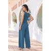 image:imageEkouaer Jumpsuits for Women One Piece Jumpsuit Wide Leg Sleeveless Crewneck Casual Womens Romper Jumpers With Pockets 2026Lake Blue
