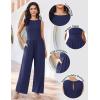 image:imageEkouaer Jumpsuits for Women One Piece Jumpsuit Wide Leg Sleeveless Crewneck Casual Womens Romper Jumpers With Pockets 2026Navy