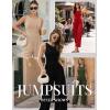 image:imageEkouaer Jumpsuits for Women One Piece Jumpsuit Wide Leg Sleeveless Crewneck Casual Womens Romper Jumpers With Pockets 2026Navy
