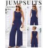 image:imageEkouaer Jumpsuits for Women One Piece Jumpsuit Wide Leg Sleeveless Crewneck Casual Womens Romper Jumpers With Pockets 2026Navy