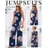 image:imageEkouaer Jumpsuits for Women One Piece Jumpsuit Wide Leg Sleeveless Crewneck Casual Womens Romper Jumpers With Pockets 2026Pink Floral Navy