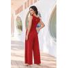 image:imageEkouaer Jumpsuits for Women One Piece Jumpsuit Wide Leg Sleeveless Crewneck Casual Womens Romper Jumpers With Pockets 2026Red